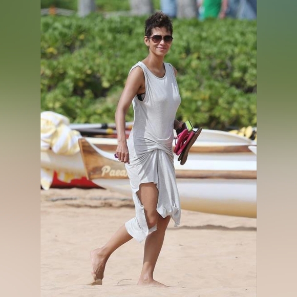 Allsaints Riviera Jersey Gathered Asymmetrical Dress Angora Viscose Sz 6 - Picture 3 of 16